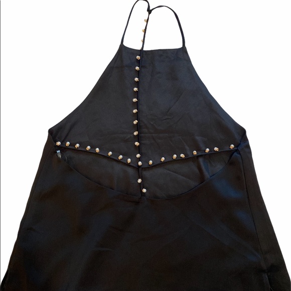 DO+BE Satin Black Halter Top with Faux Pearls - Picture 5 of 5